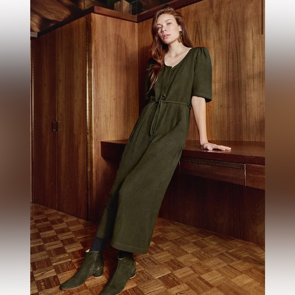 First Rite Short Sleeve Jude Jumpsuit - Moss (Olive Green)
